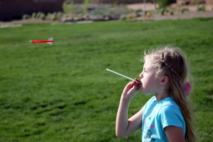 Despite its simplicity, this air rocket will perform better than the match head or balloon rockets, easily flying 10 to 15 feet.