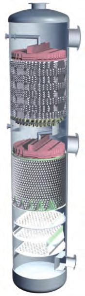 Vapor-liquid and liquid-liquid phase separators (like KnitMesh TM mist eliminators and Mellachevron TM vane packs) The design of distillation units is geared to deliver an improved product quality,