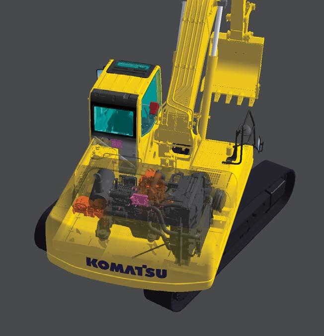 PRODUCTIVITY & ECOLOGY FEATURES Komatsu Technology Seven-inch TFT liquid crystal display Hydraulic control valve Hydraulic system controller Main pump Komatsu develops and produces all major