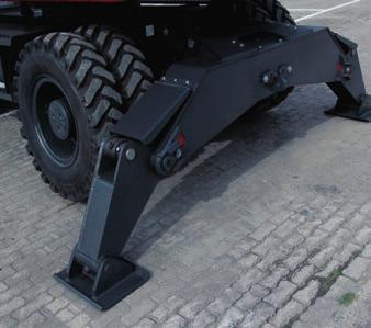 The parts of the stabilizers and dozer blade in contact with the ground have been carefully designed to prevent damage to the surface.