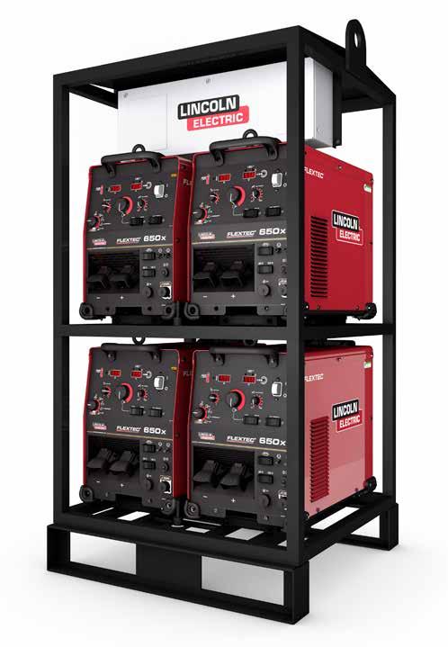 MULTI-OPERATOR WELDING SYSTEMS FLEXTEC 650X Inverter Racks Simple Operation, Advanced Gouging Power Handles DC stick, DC TIG, MIG, Flux-Cored and Gouging Available 4 pack configuration Power sources