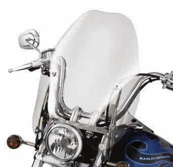 DYNA 123 Windshields A. QUICK-RELEASE SUPER SPORT WINDSHIELD Reduces the pounding of wind and shower of bugs, but keeps the wind-in-the-hair feeling.