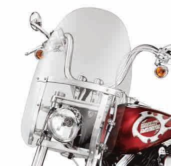 124 DYNA Windshields A. QUICK-RELEASE COMPACT WINDSHIELD Combine the classic Harley-Davidson windshield shape with a revolutionary new attachment system and you have the best of style and function.