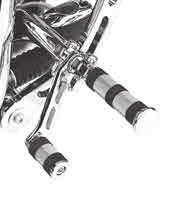 Kit includes chrome mounting plates, chrome footpeg supports and all necessary mounting hardware. Uses H-D male-mount footpegs. 49019-95 Fits 95-10 FXD and 95-later FXDC models. C.