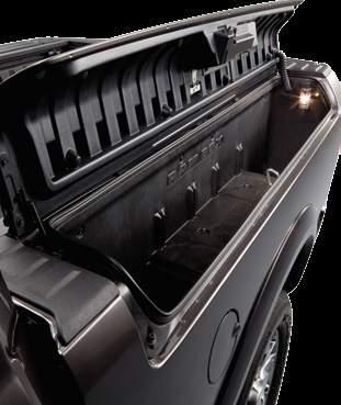 18 ADD ON STORAGE THE RAMBOX SYSTEM SIDE CARGO BINS are lockable, illuminated and feature drain plugs that enable