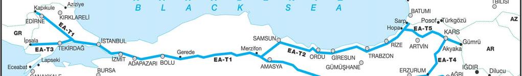 IMPLEMENTATION OF TEM MASTER PLAN & EURO-ASIAN ROAD LINKS IN TURKEY Samsun Trabzon (Turkish-Georgian) Border (Sarp-Batum) road with a length of 542 Km constitutes an