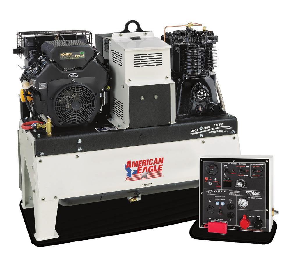 ALL-IN-ONE POWER SYSTEM welder generator air compressor battery booster Perfect Machine for Medium to Heavy Industrial Work The Air N Arc 250 offers the power you require for all of your mobile