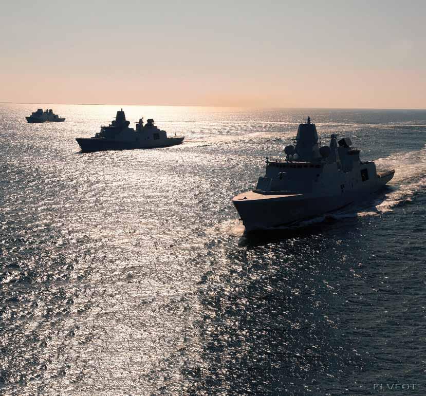 Introduction to Danish frigate program The aim of the Danish frigate program is to provide the Royal Danish Navy with a platform capable of operating independently or as part of a group (i.e. NATO).