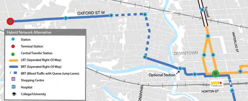 West Corridor Considerations Oxford East widened to add two lanes for Rapid Transit.