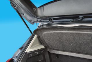 Cargo Shade Remove the Shade 1. Unhook the cords (A) from the liftgate. 2. Lift the shade out of the rear hinges (B). 3. Slide the shade along the channels (C) to store it behind the rear seats.