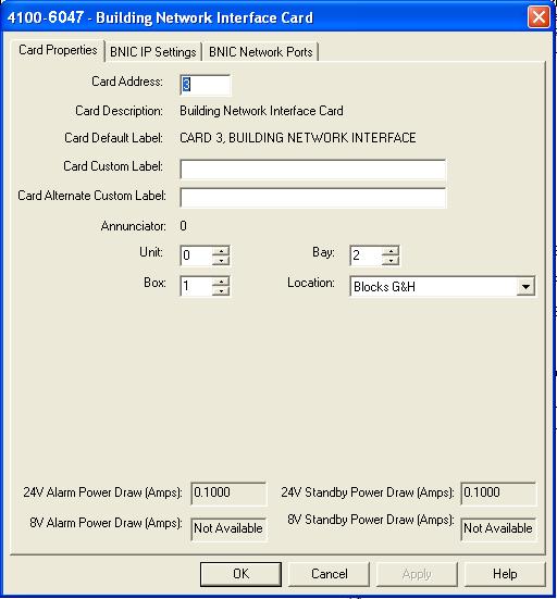 Accessing the card properties 2. Select and open the Properties option. This will open the BNIC window. 3.