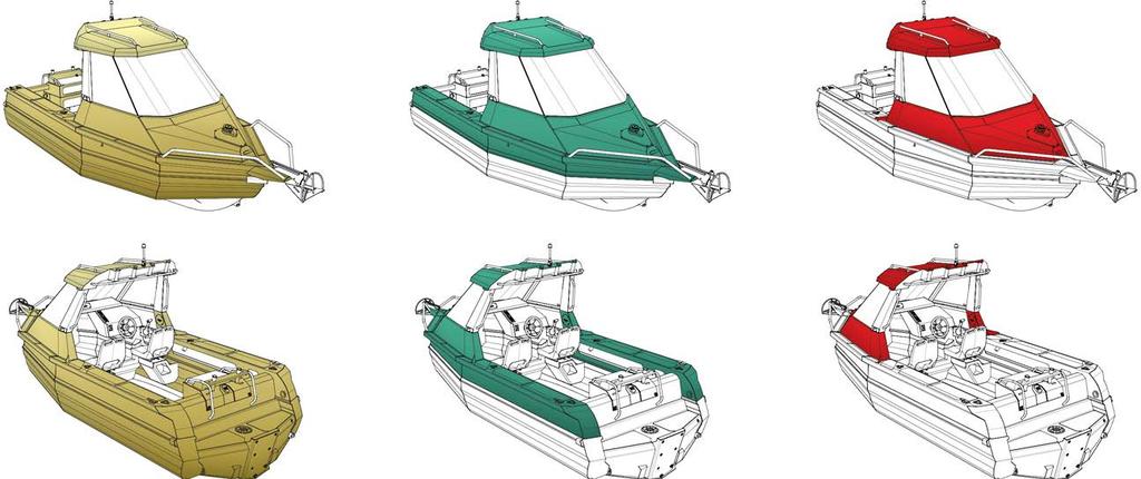 Paint Styles - what you can choose for your boat: PAINT FULL PAINT BELTING UP PAINT CABIN UP ROOF, CABIN, COAMINGS, PONTOONS AND TRANSOM Available on all models ROOF, CABIN AND