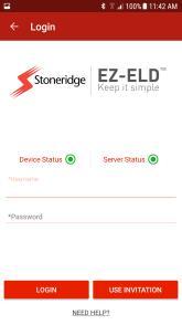 Step 3 The EZ-ELD Device is now paired and connected. Now just log in as normal with your username and password. NOTE: To get a new QR Code label for your vehicle contact your Fleet Manager. 8.