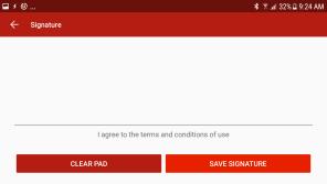 Step 7 To add an electronic signature, tap SIGNATURE underneath the Confirm Password box.