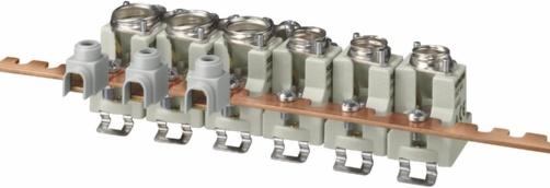 Busbars with fork plugs are used for the most frequently used NEOZED fuse bases made of ceramic.