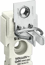 Flat terminals with screws are suitable for connecting busbars or cable lugs. They have a torsion-proof screw connection with shim, spring washer and nut.