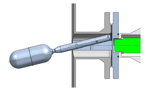Working principle Float level switches. When a liquid reaches the level where the level switch is positioned, its float follows the level variations in a such way that the articulated rod is moved.