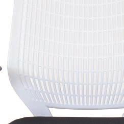 Back The curved and slatted back, available in white or black poly, offers great