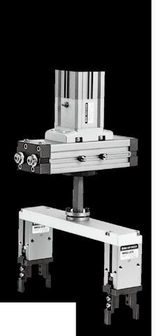 Rotary Cylinder MRQ Series :, A rectilinear rotation unit that compactly integrates a slim cylinder and a rotary actuator.