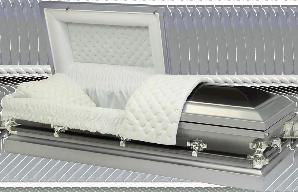Centurian 18ga Steel casket, Platinum finish with ebony shading.