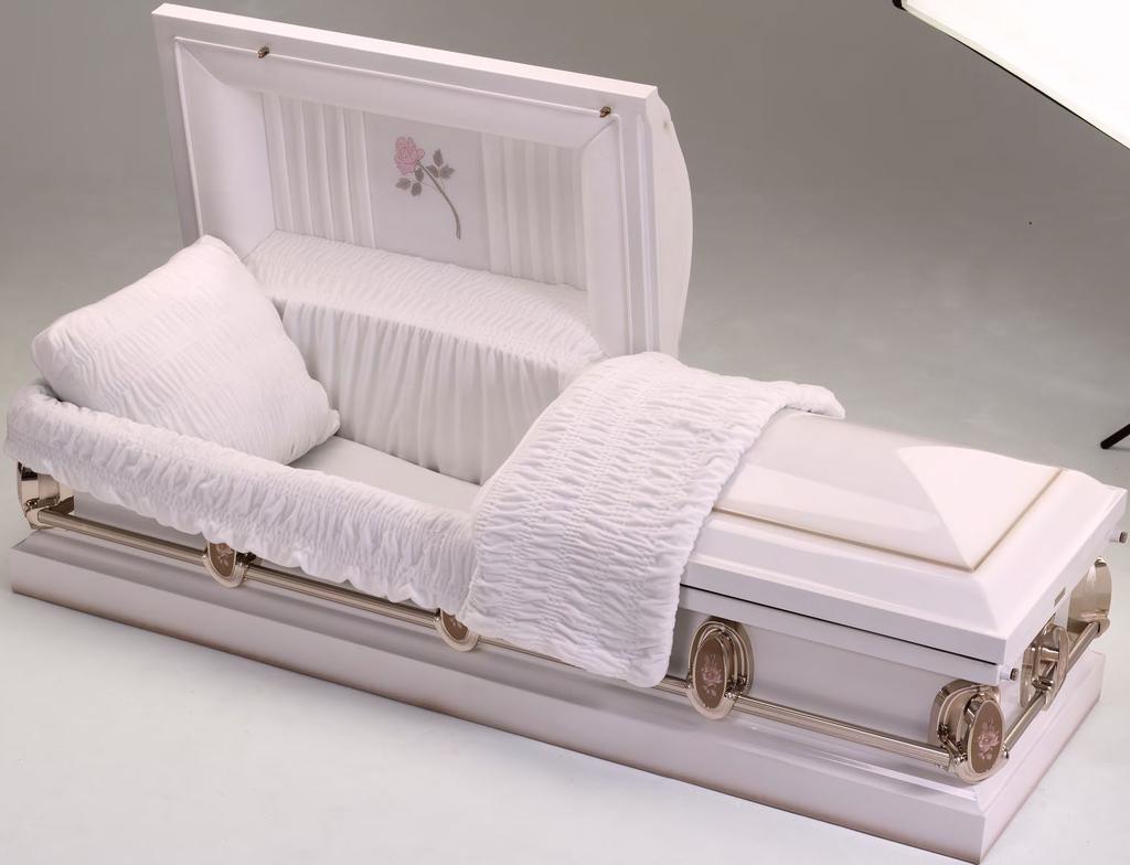 Duchess 18ga Steel Casket. Old English White finish with Copper shading.