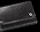 Star logo stud Men s wallet Matt black leather.