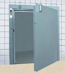 The swing door, recommended for mobile loads, is generally located at floor level and has