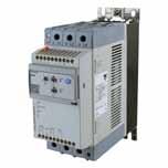 supplies Operational current: 12 A up to 100 A 2-phase controlled & internally bypassed Settings: FLC, ramp-up and ramp-down Operational voltage: 220-600VAC, 50/60Hz Housing width: 45mm up to 45A,
