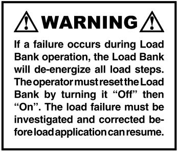 The expansion and contraction caused by Load Bank operation may result in loose connections. The vibrations caused by the cooling fan may also loosen electrical connections.