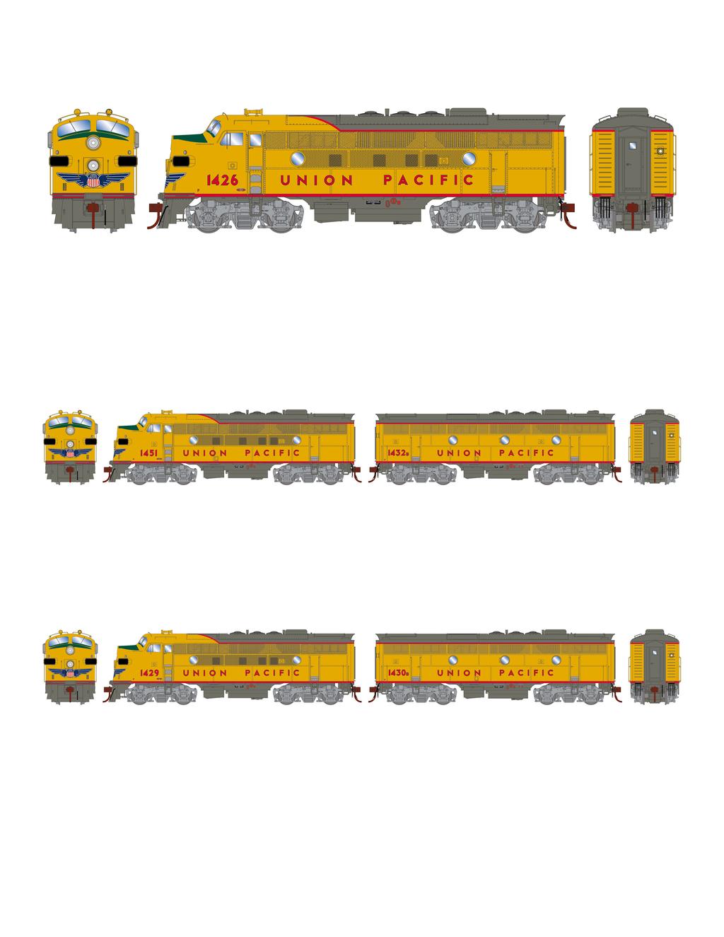 Union Pacific ATHG22753 ATHG22853 HO F3A, UP/Freight #1426 HO F3A w/dcc & Sound, UP/Freight #1426 ATHG22754 HO F3A/F3B, UP/Passenger #1451/#1432B ATHG22755 HO F3A/F3B, UP/Freight #1429/#1430B