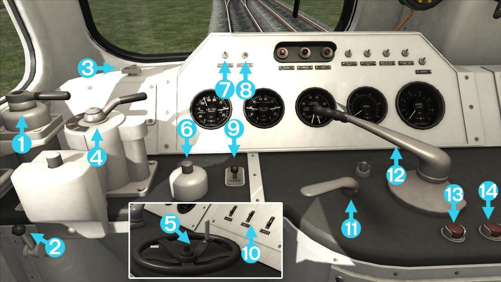 3.2 Class 33 Train Simulator BR Blue Diesel Electric Pack 1 Loco Brake 8 Instrument Lights 2 Sander 9 Horn 3 Wipers 10