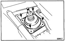 REMOVE UPPER CONSOLE PANEL, SHIFT LEVER BOOT AND SET BOLTS (a) Remove the shift lever knob.
