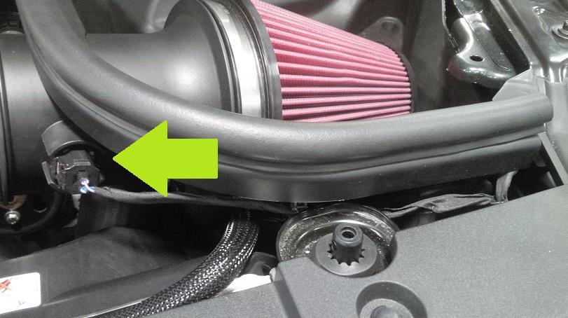14. Connect the temperature sensor connector. 15. Install the clean air tube coupler onto the turbo inlet (Part Number 131523-SILCP-AA) and tighten clamp (Part Number 5340).