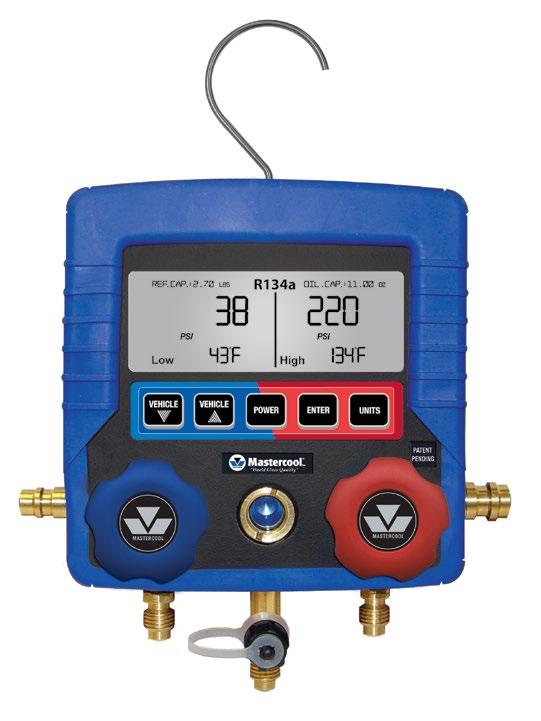 offers a large easy to read LCD that displays temperature, pressure and vacuum readings for R134a.