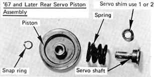 Place piston assembly in a vise and compress spring slightly so snap ring can be removed with a pair of snap ring pliers. (See Fig. 11.) Discard old snap ring.
