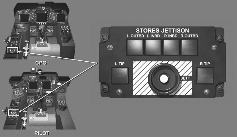 (i) Rocket pods can be jettisoned individually or all at once from either crewstation. Figure 5. STORES JETTISON (JETT) Panel.