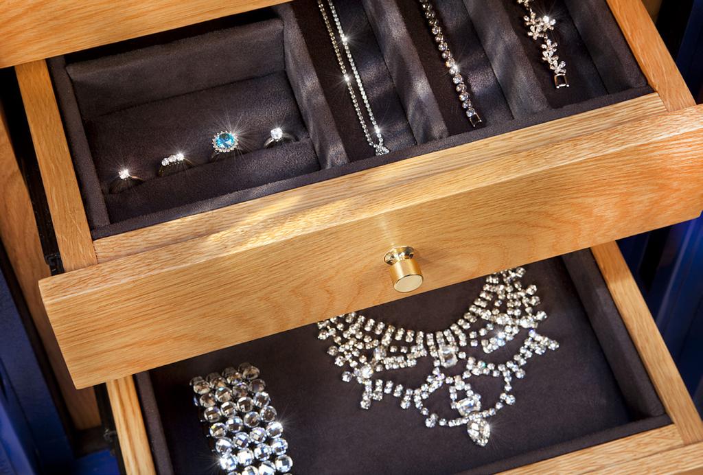Opulent Luxury hand crafted hand finishing jewellery drawers Made in Yorkshire, UK Bespoke