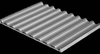 channels are arranged parallel to the short side of the tray.