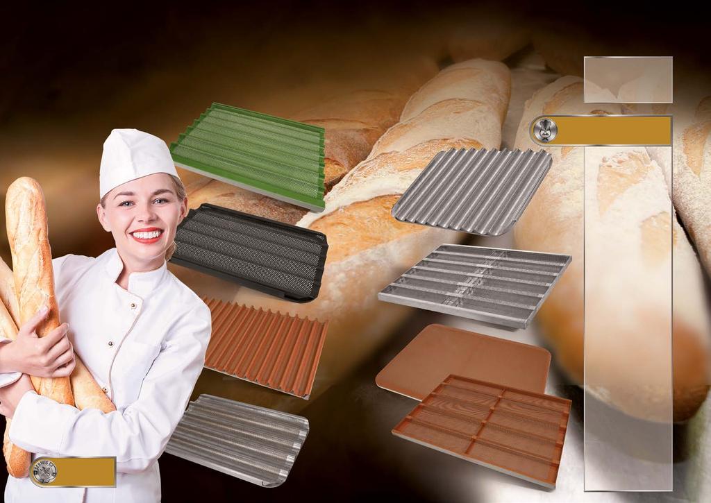 16 17 Trays for baking baguettes and half-baguettes. Just what you need. Standard 60mm 25mm On request: trays with various widths and mould heights.