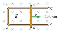 Examples: The conducting rod ab shown in the figure below makes contact with metal rails ca and db. The apparatus is in a uniform magnetic field of 0.