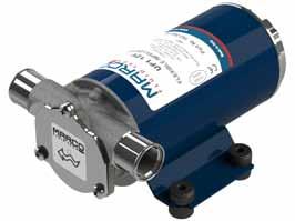 BILGE AND SALT WATER PUMPS EMI filter Self-priming electric pump with flexible nitrile impeller. Now available in 3 different flow rates: 7.4, 9.2 and 11.9 gpm.