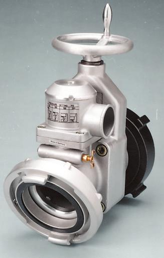 GATE VALVE WITH 25 ELBOW Lightweight aluminum alloy design includes non-rising stem, elbow, relief valve, air bleeder and through female swivel. For use on pumper intake. Ship. wt. 29 lbs.