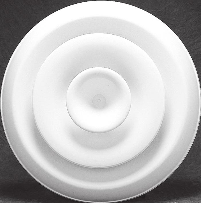 Krueger s round ceiling diffusers come in three styles. The first style, /, is used when vertical throw is not needed, but the consumer needs to adjust the room air induction.