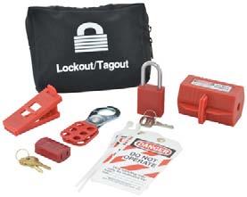 1 - Brady Safety Padlock, Red (99552) 1 - Pouch (87943) 95538 Breaker Pouch Kit 120/277V Breaker Pouch All the devices you need to lockout most 120/277V circuit