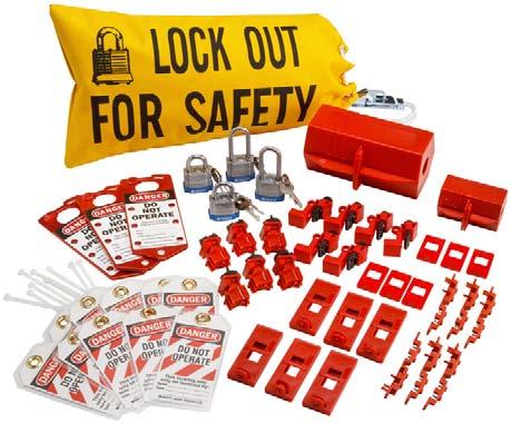 Standard Electrical Kits Brady Kit With Large Box Versatile lockout kit with essential lockout tagout components 3-120V Snap-On Breaker s (65387) 1-3-in-1 Electrical Plug (PLO23) 2 - Universal
