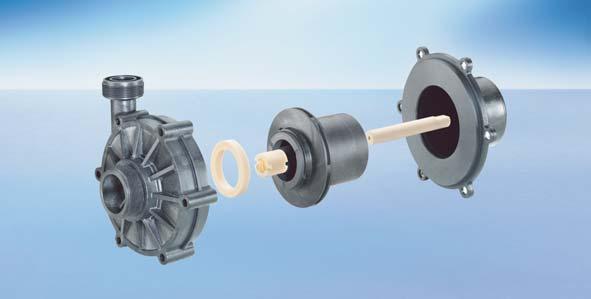 The impeller is supported by sleeve bearings and a centering shaft made of high-purity oxide ceramic (99.7 %). Thus the bearing is extremely resistant to wear.