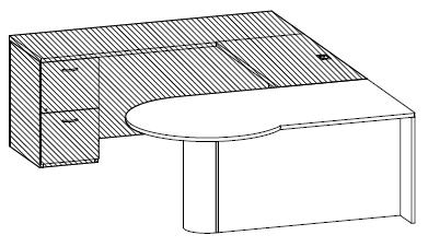A LA CARTE SERIES Executive Desk U Workstations - P-Top Desks 200WSP7236RFB_ P-top desk (RH), 42 diameter end, wood half cylinder base with full modesty 36 x 72 x 30 H (190 lbs) 200WSP7236R_ P-top