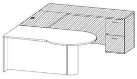 A LA CARTE SERIES Executive Desk U Workstations - P-Top Desks 200WSP7236LFB_ P-top desk (LH), 42 diameter end, wood half cylinder base with full modesty 36 x 72 x 30 H (190 lbs) 200WSP7236L_ P-top
