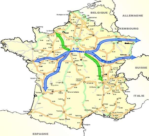 The A19: An important East - West Link in France Caracteristics 101 km 2x2