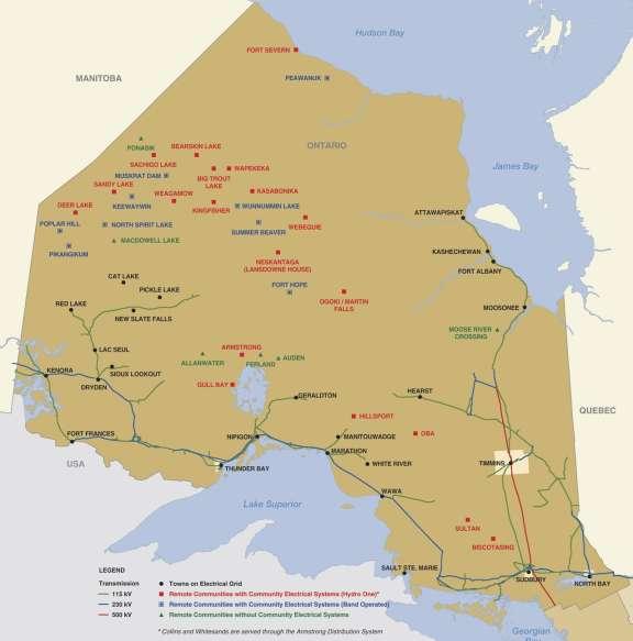 Customers and Service Territory 21 Remote Communities are served by Hydro One 15 are First Nation Communities 13 are Air access only 3,500 Customers 19 distribution systems 58 Diesel Generators